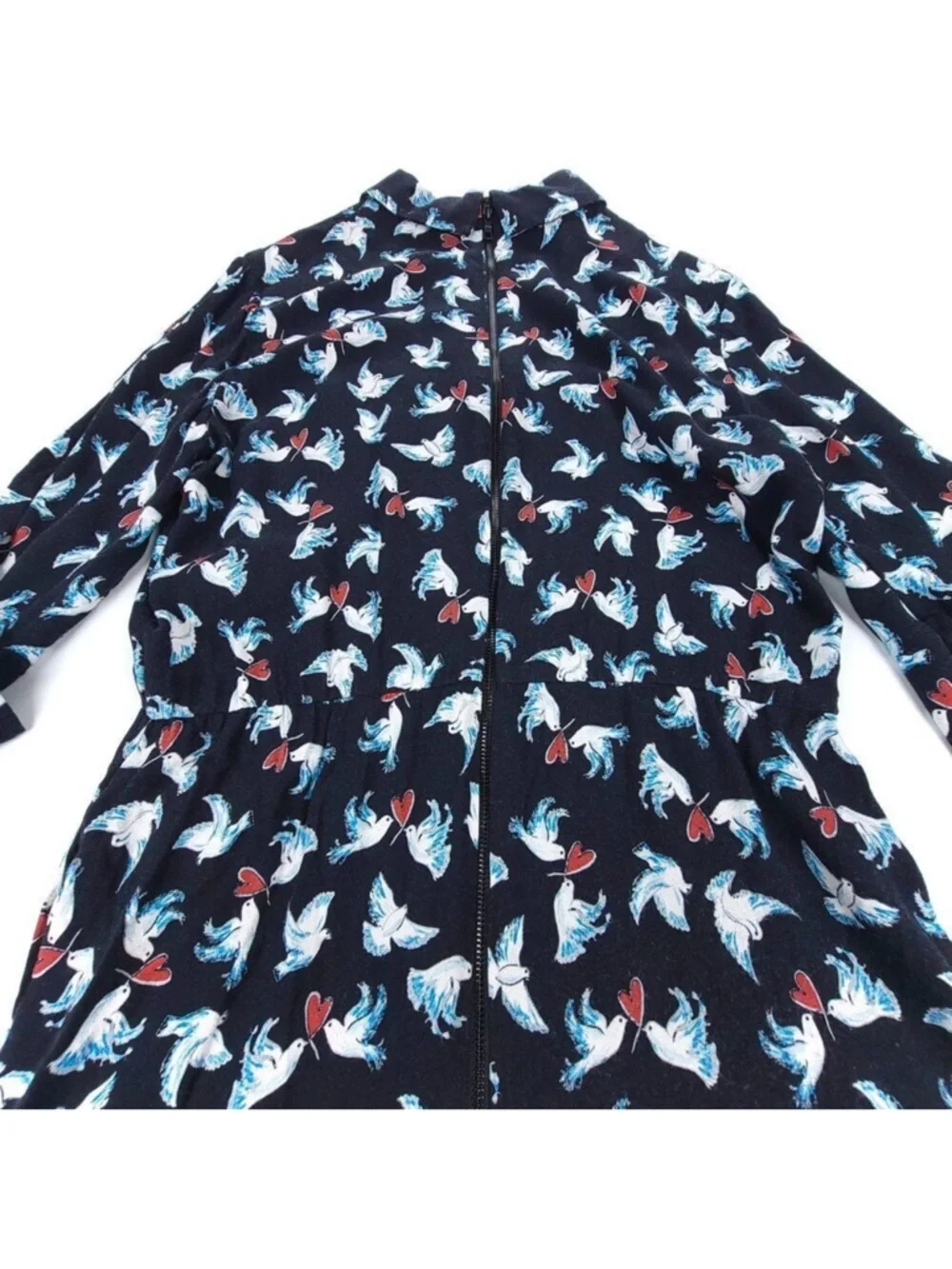 ALICE + OLIVIA Love Dove Button Down Romper Twee Vintage Novelty Print Womens 12 - Picture 6 of 10